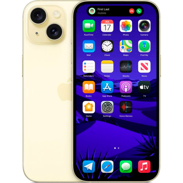 Смартфон Apple iPhone 15 желтый 1
